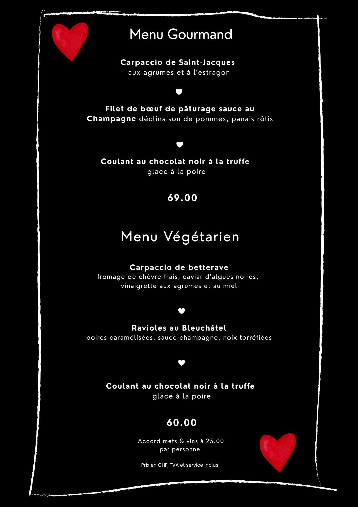 Menu st Valentin