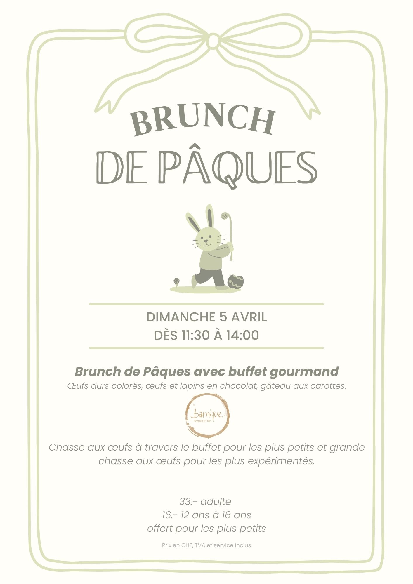 Grande chasse aux œufs pour les enfants Buffet gourmand de Pâques Décorations printanières et festives Jeux et surprises